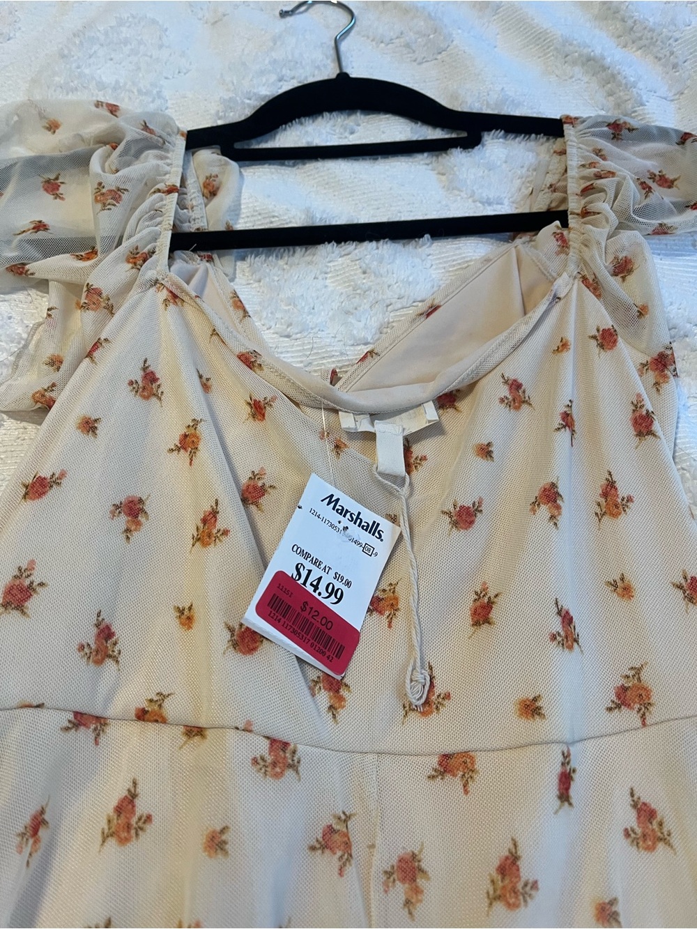 Ivory Floral Dress, Size L - Picture 3 of 3